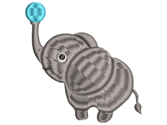 Cute Baby Elephant Ball Embroidery for Apparel