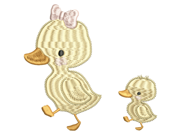 Mother Duck Duckling Embroidery for Boutique Apparel