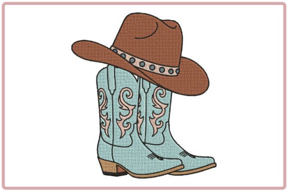 Western Cowboy Boots Embroidery for Boutique Apparel